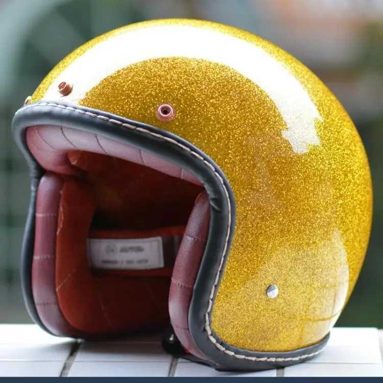 New motorcycle helmet gold sparkles complex Guha Lei personality flight