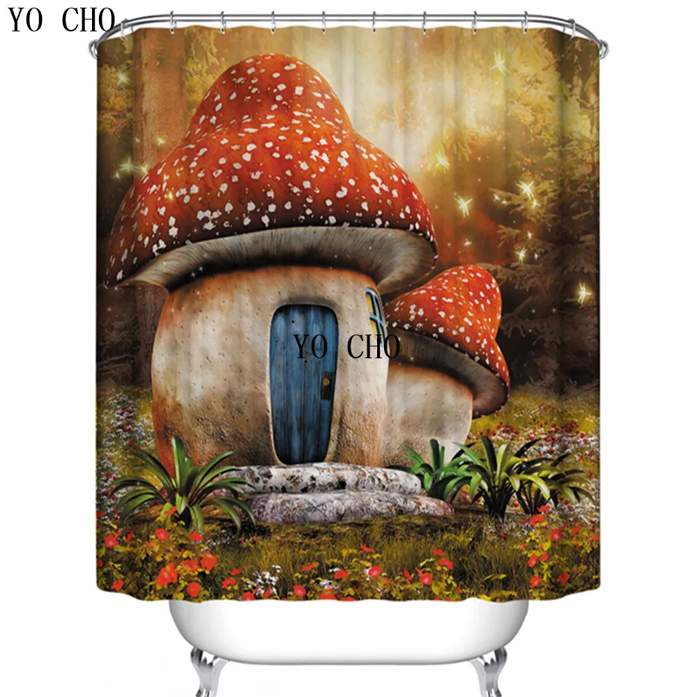 

YO CHO Fancy World Scenery Printed Shower Curtain Bathroom Waterproof Mildewproof Polyester Fabric With 12 Hooks Multi-size