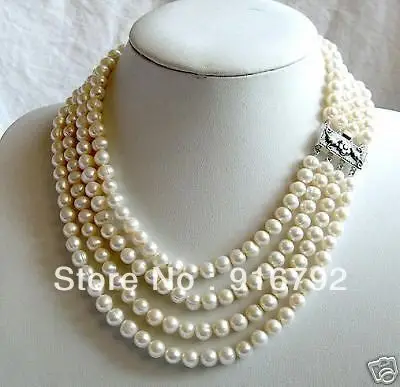

free shipping >>>>>Fashion -7-8mm 4 row freshwater pearl necklace