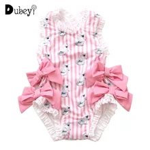 Купальный костюм для маленьких девочек; Розовая полосатая одежда с бантиком и принтом коала; цельнокроеная одежда для маленьких девочек; Летние купальные костюмы; детский пляжный костюм для вечеринок