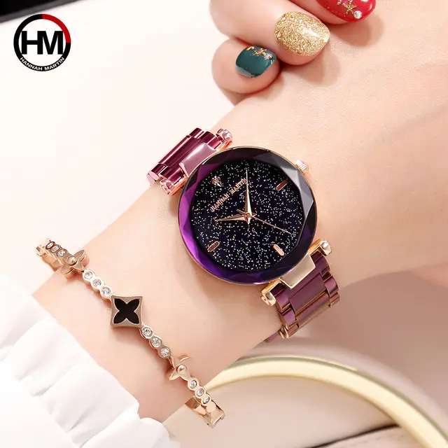 Japan Movement Night Flash Starry Sky Dial Stainless Steel Waterproof Creative W Japan Movement Night Flash Starry Sky Dial Stainless Steel Waterproof Creative W