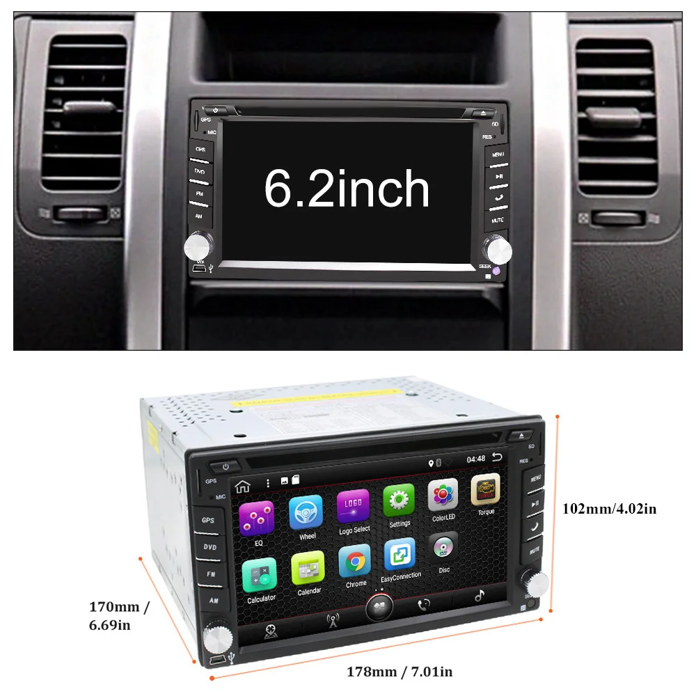 Eunavi Universal 2 Din Android 7.1 Car Dvd Player GPS+wifi+bluetooth+radio+quad Core+ddr3+Capacitive Touch Screen+car Pc+stereo