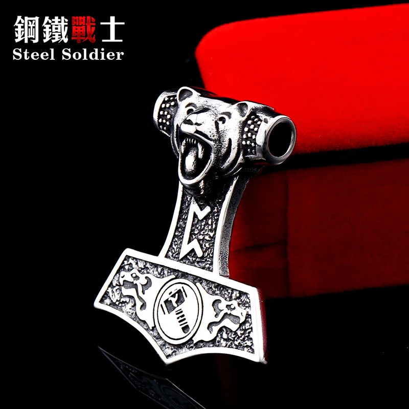 

Steel soldier 3D create Vikings nordic Bear charm necklace The celt amulet pendant Nordic Talisman bring good luck jewelry