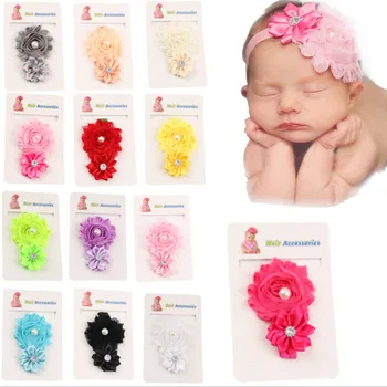 

Baby Girl's 14PCs per Set Shabby Faux Pearl Rhinestone Headbands Free Shipping