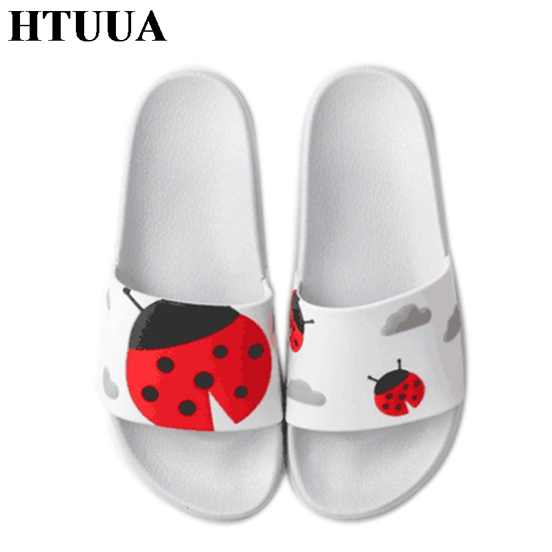

HTUUA 36-45 Unisex Women Slippers Cartoon Animal Slides Beach Flip Flops Flat Shoes Summer Sandals Home Bathroom Slippers SX2038