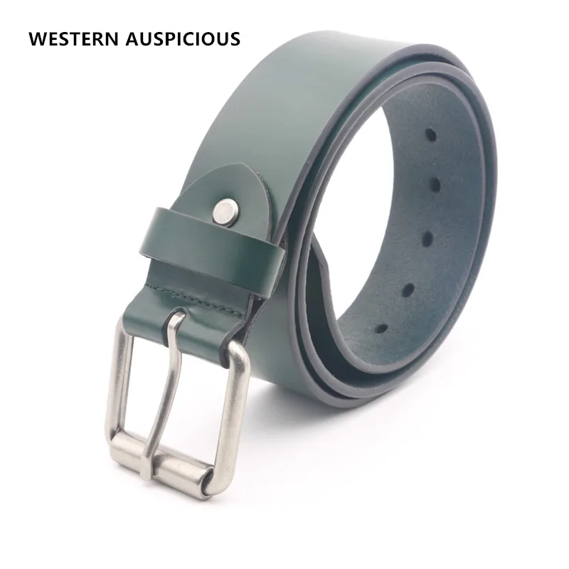 

WESTERN AUSPICIOUS Belt 2019 Cow Leather Men Belt 4.2CM Width Quality Waist Belt Green Black Blue Male belts Cummerbunds