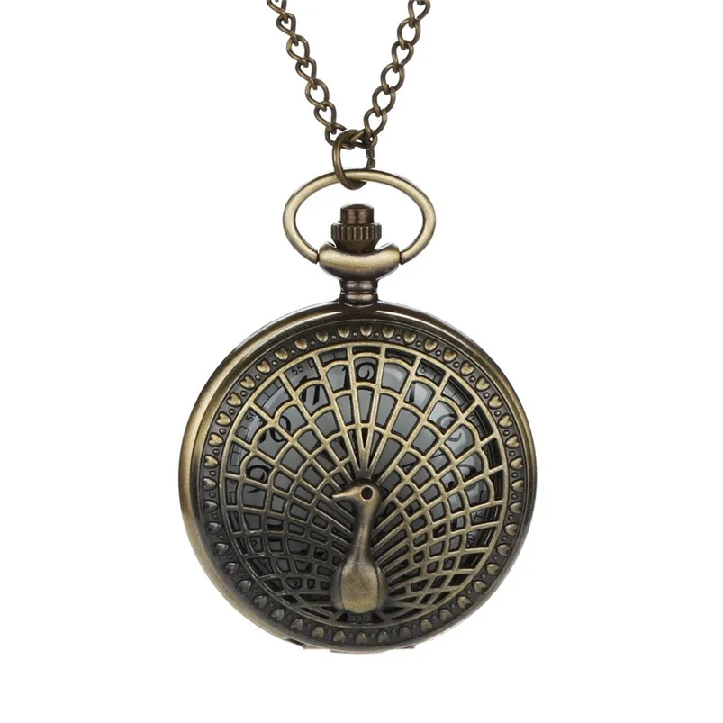 Men Bronze Pocket Watch Personalized Pattern Steampunk Vintage Quartz Roman Numerals Pocket Watches For Grandpa Dad D21 (10)