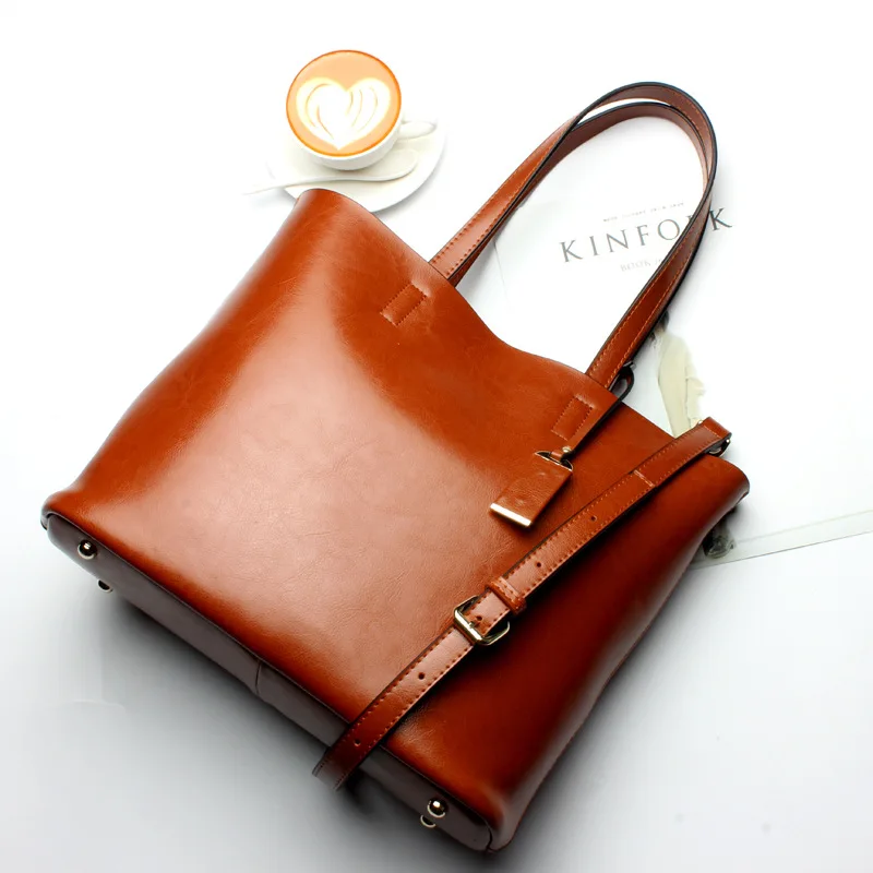 Top selling Women Handbag Genuine Leather Bucket Casual Bag Ladies