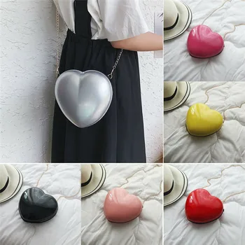 

8 Colors Cute Love Heart Shaped Hard Shell Chain Shoulder Messenger Bag Girl Handbag Holder Summer