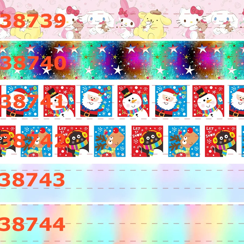 

10yards - different sizes - Cartoon patter Grosgrain ribbon -Christmas tree/gradient color/Santa Claus printed ribbon