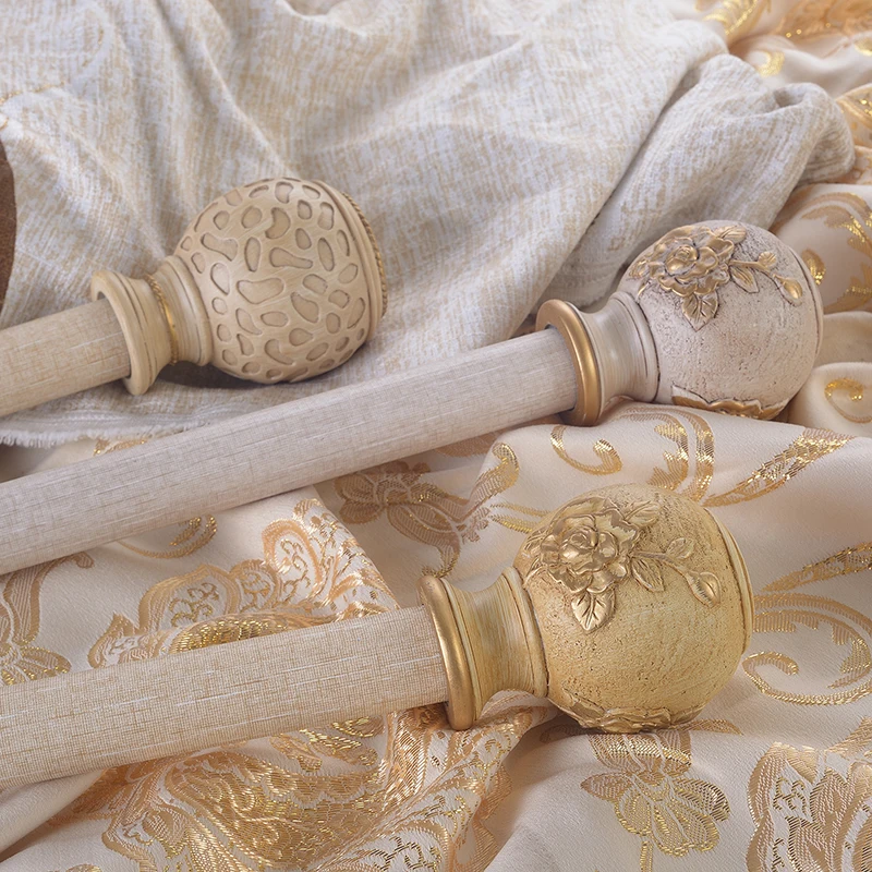 Плотная ткань зерна ретро сплошной тихий Римский карниз с декоративной головкой один или двойной карниз