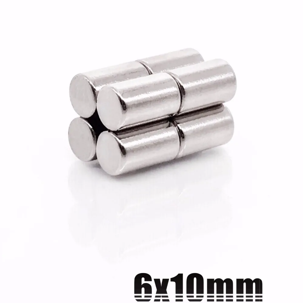 

5/10/20/50pcs 6mm x 10mm Strong Round Cylinder Neodymium Disc Magnets 6*10 NEW 6x10 Art Craft Connection 6mm*10mm