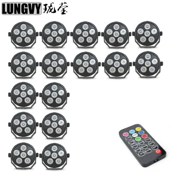 

Free Shipping 16pcs/Lot New Mini Plastic 6X6W LED Flat Par Lights Professional Party Stage Lighting Effect