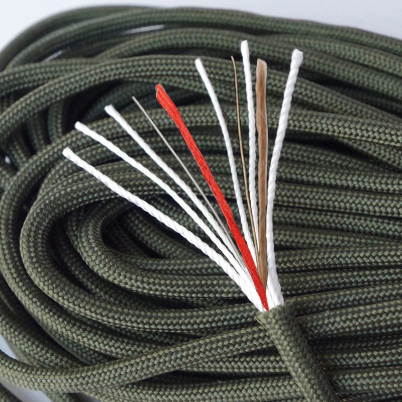 10m (20m, 31m) Multifunction Paracord Fire Making Paracord 550 Paracord With Tinder Fishing Line Personal Survival Paracord