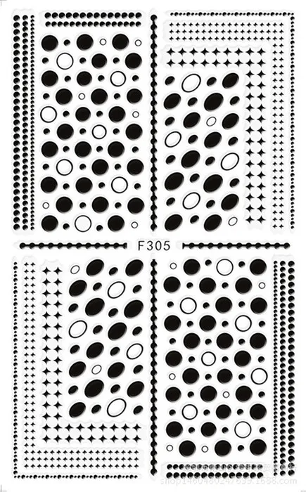 3d наклейки для ногтей, новейшие WG-06 09, дизайн в черный горошек, наклейки для ногтей, японский стиль, стразы, сделай сам, инструменты для украшения ногтей - Цвет: black