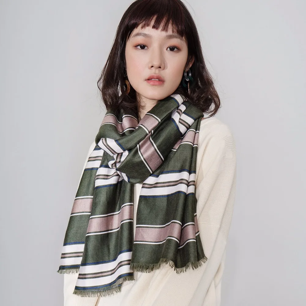 

INMAN Women Scarf Spring Autumn Fashion Striped Scarf Brief Long Shawl