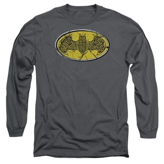 Trevco Batman-Celtic Shield - Long Sleeve Adult 18-1 Tee - Charcoal 2X