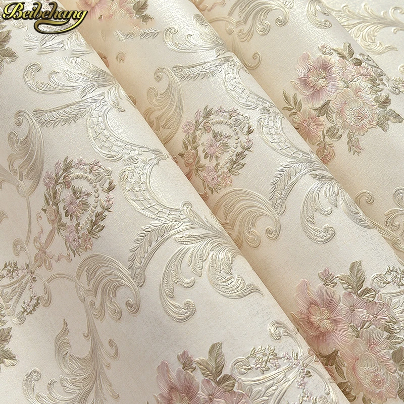 beibehang European Embossed Flower Wallpaper for Wall Bedroom home improvement 3D Simple Art wallpapers for living room ceiling
