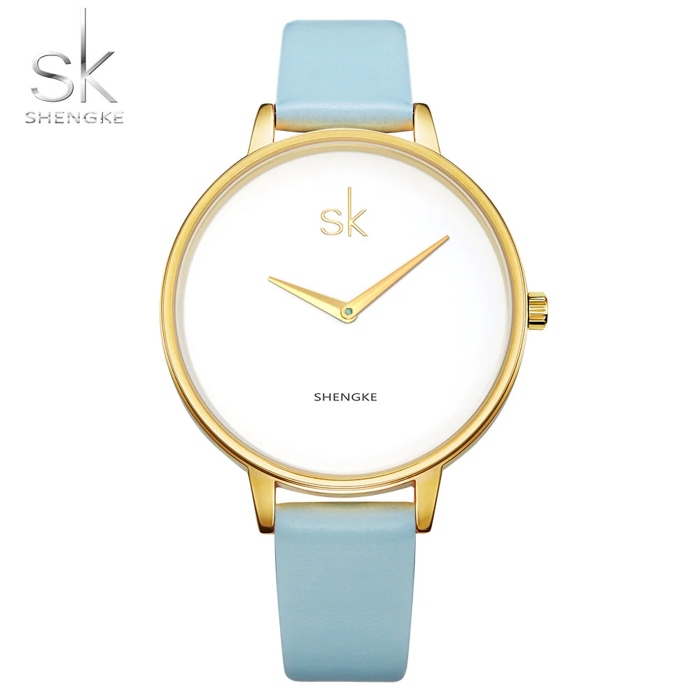 Shengke, модные наручные часы, женские часы, женские роскошные брендовые знаменитые кварцевые часы, женские часы, Relogio Feminino Montre Femme SK - Цвет: goldcyan