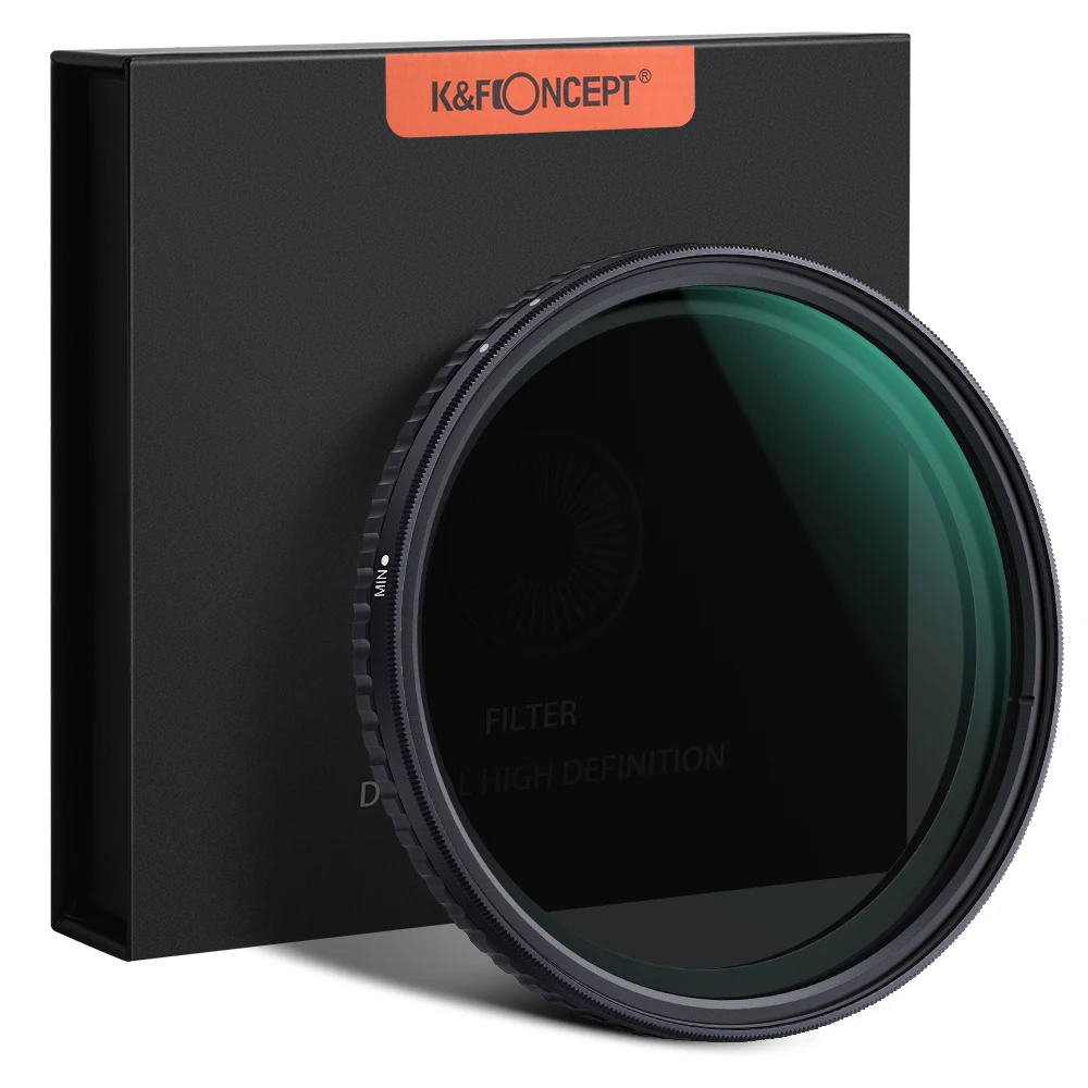 

K&F CONCEPT 52/58/62/67/72/77/82mm Fader ND Filter Coated Neutral Density Variable Filter ND2-ND32 for Camera lens NO "X" Spot