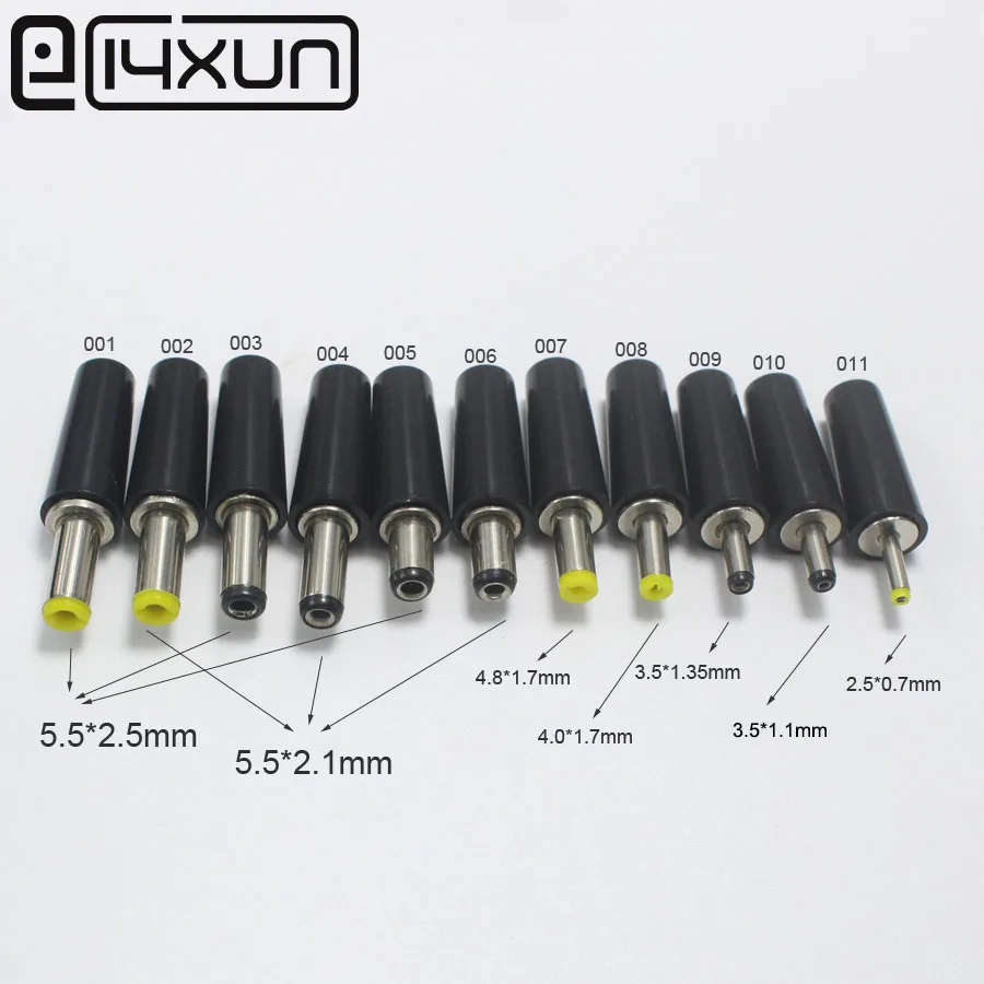 

EClyxun 10pcs DC Power Plug ABS 5.5*2.5 5.5*2.1 4.8*1.7 4.0*1.7 3.5*1.35 3.5*1.1 2.5*0.7 5.0*3.0 6.5*4.4mm Male Female Connector