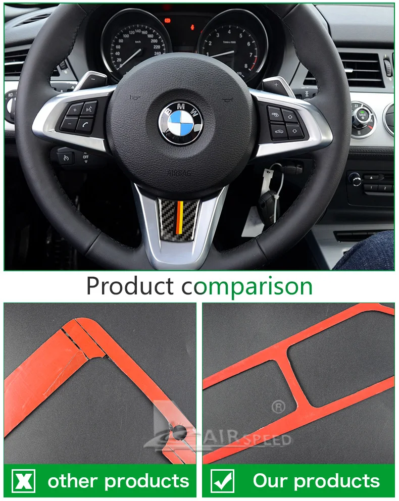 Carbon Fiber Auto Decorazione interna adesivi Stewering Emblem Sticker Decalcomanie Auto Auto Accessori per B-M-W Z4 E89 2009-2015 Decorazione