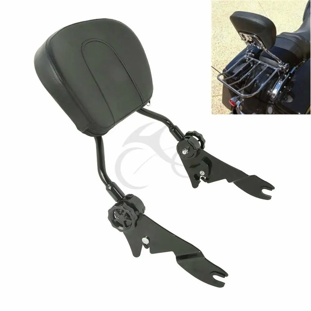 

Motorcycle Black/Chrome Adjustable Sissy Bar Passenger Backrest W/ Pad For Harley Touring Road King Street Electra Glide CVO 09-