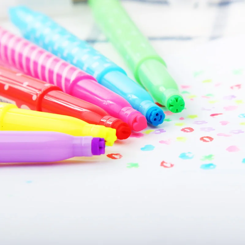 30 шт./партия цветной набор ручек-маркеров двухсторонний маркер для рисования линий милый штамп звезда Аксессуары для офиса школьные принадлежности DB689