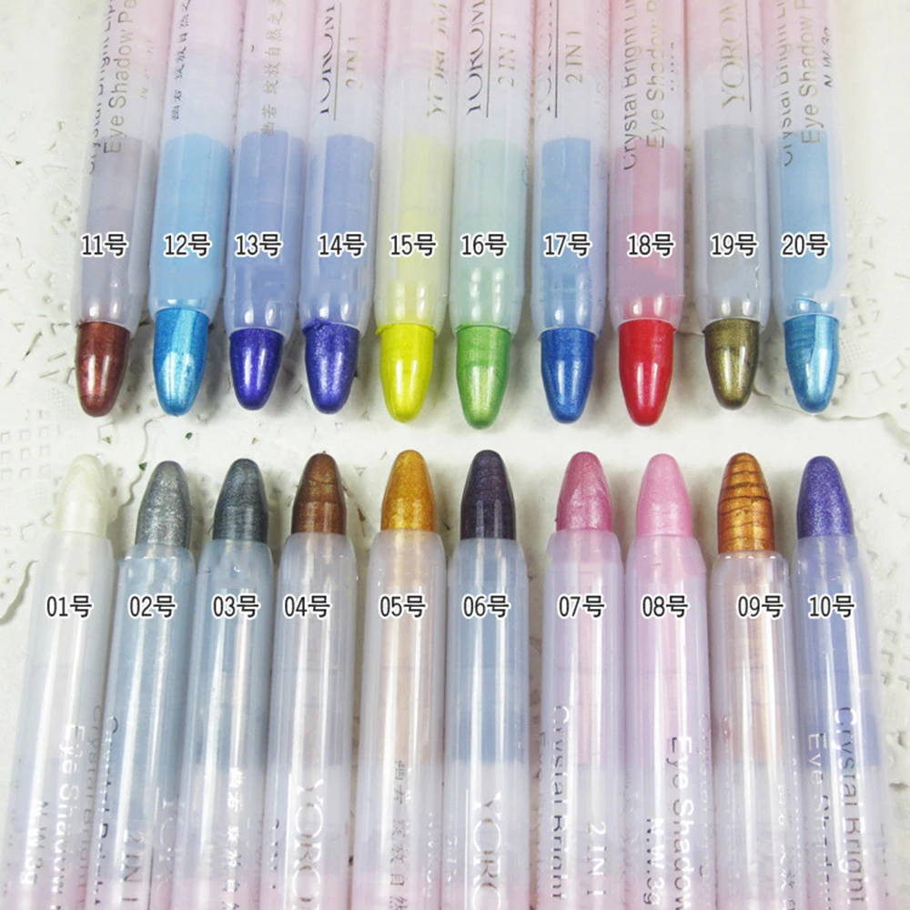 20 Colors Pearl Shimmer White Eyeshadow Pencil Eyeliner Highlighter