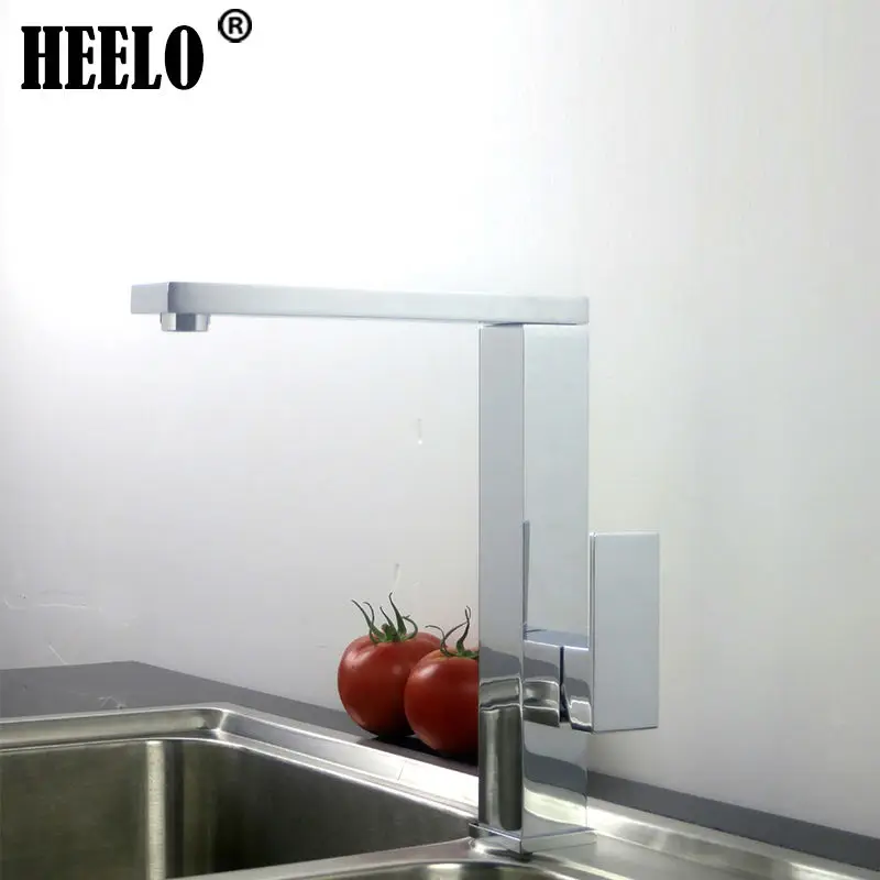 Square single lever kitchen faucet swivel sink faucet kitchen faucets hot and cold water mixer chrome