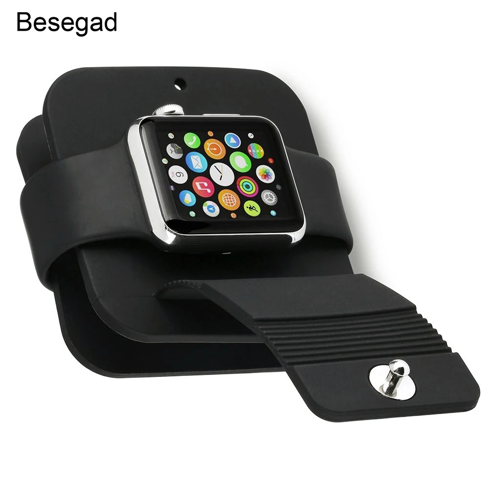 

Besegad Silicone TPU Charging Cable Winder Stand Charger Dock Holder Stand Wallet for Apple Watch iWatch Series 2 3 4 38mm 42mm