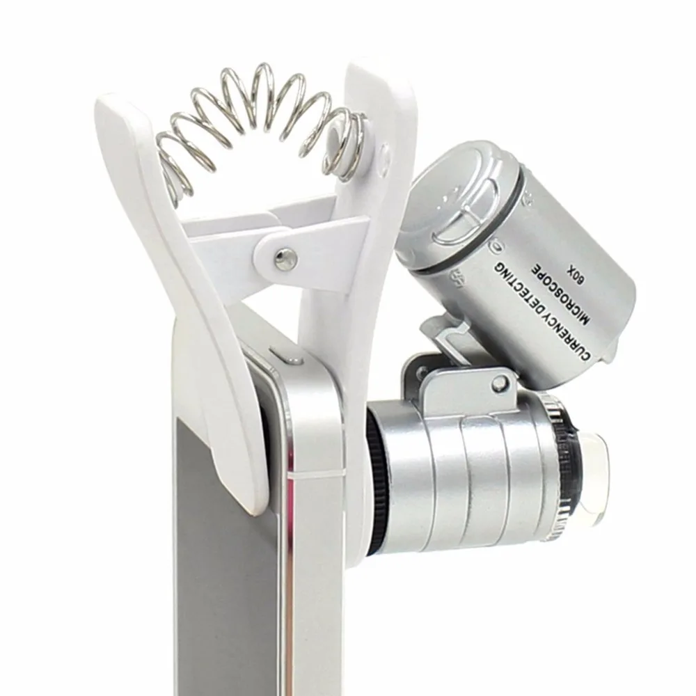 5pcs/lot 60X Zoom LED Clip type Loupe Microscope Jewelry Magnifier