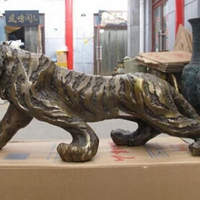 > Китайская народная фэн-шуй Бронзовая медь свирепый Зодиак тигр животное Декор статуя