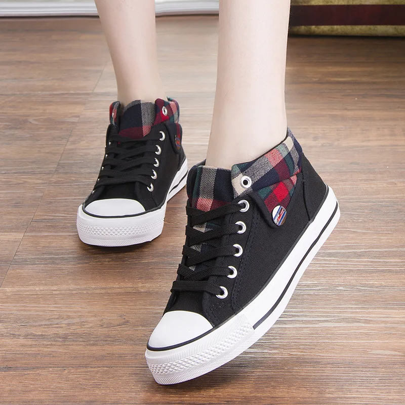 

New 2019 Hot spring autumn ankle shoes women casual height increased high top shoes mixed color size 35-40 women sneakers