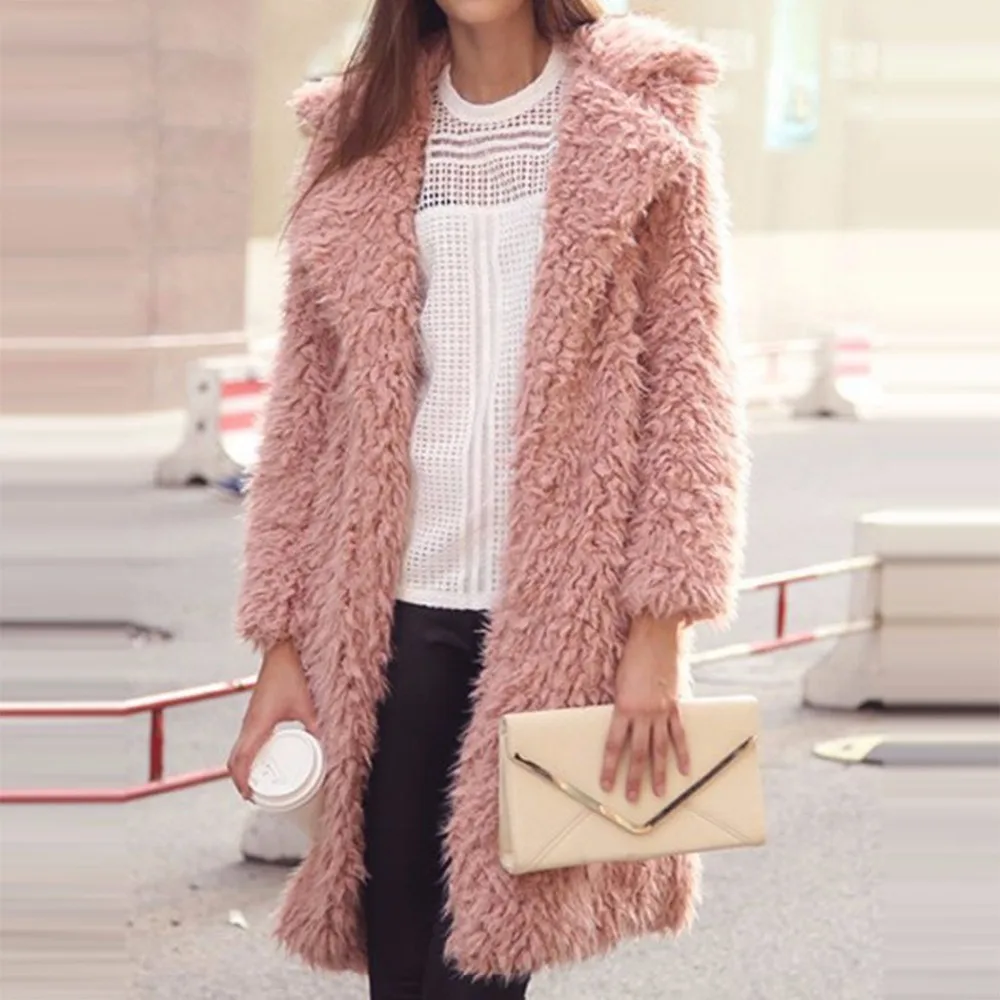 

Winter Women Trench Coat Wool Nine Points Sleeve Coat 2019 New Lapel Long Shaggy Cardigan Jacket Womens Coats