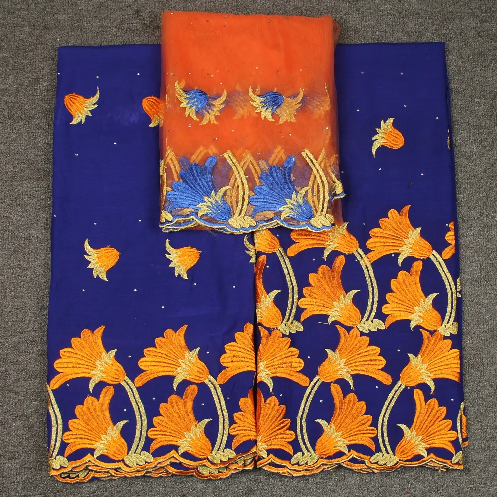 Tissu africain brode coton швейцарское кружево хлопок ткань цветы вышивка с камнями 5 + 2yds