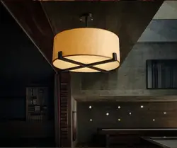 Американский Стиль ткань Спальня потолочный светильник Nordic светодиодный Art Спальня половина верхнего света проходу изучения света