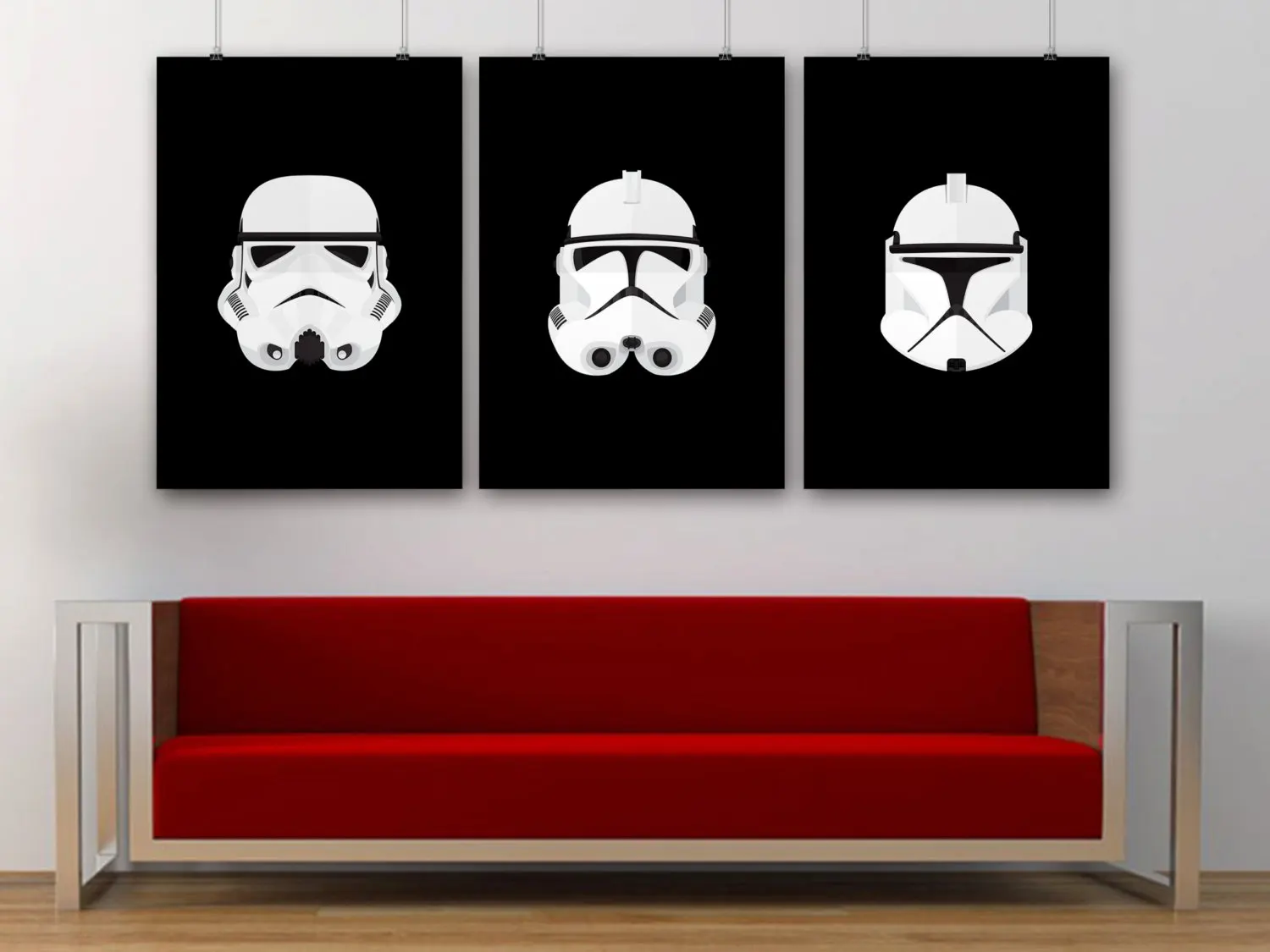 Star Wars Stormtrooper Helmet Minimalist Poster Set Vintage Movie