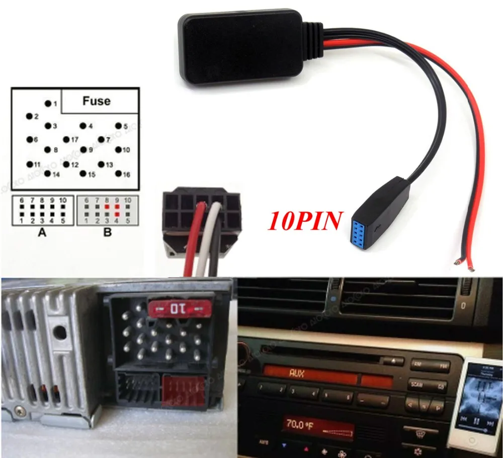 Biurlink автомобильный модуль приемника Bluetooth адаптер аудио Aux 10Pin кабель для BMW E46 3
