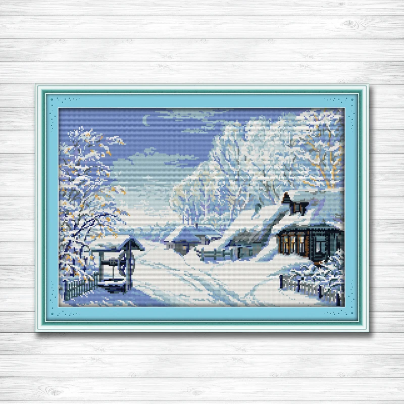 

The middle of winter Scenery 11CT printed on canvas DMC 14CT Cross Stitch kits embroidery needlework Set Snow Scenic home Decor