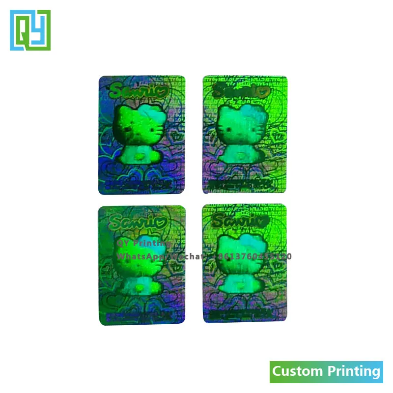 10000pcs 11x16mm 사용자 정의 인쇄 고품질 녹색 Hologam 스티커 브랜드 마크 Cosmetices 로고 레이블 색상 3D 홀로그램 물개