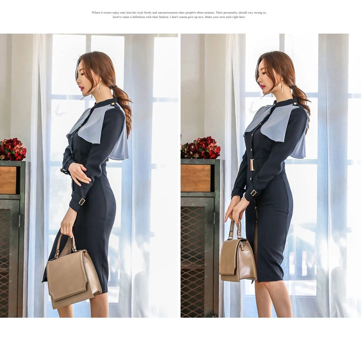 ZAWFL, высокое качество, весна, узор, модное, длинный рукав, синее, однобортное платье, стежка, подол, для женщин