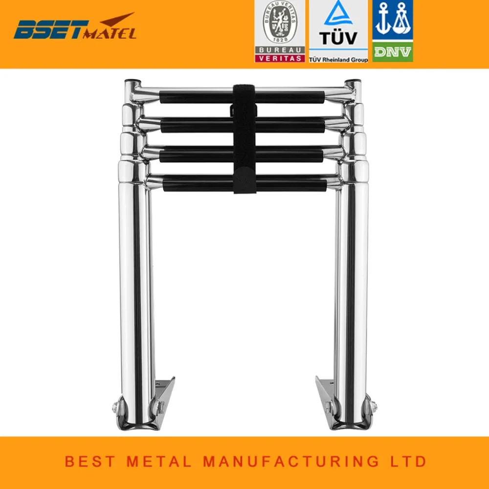 New 3 Step Telescoping Folding Ladder Platform Boarding Swim For Boat Marine Sea