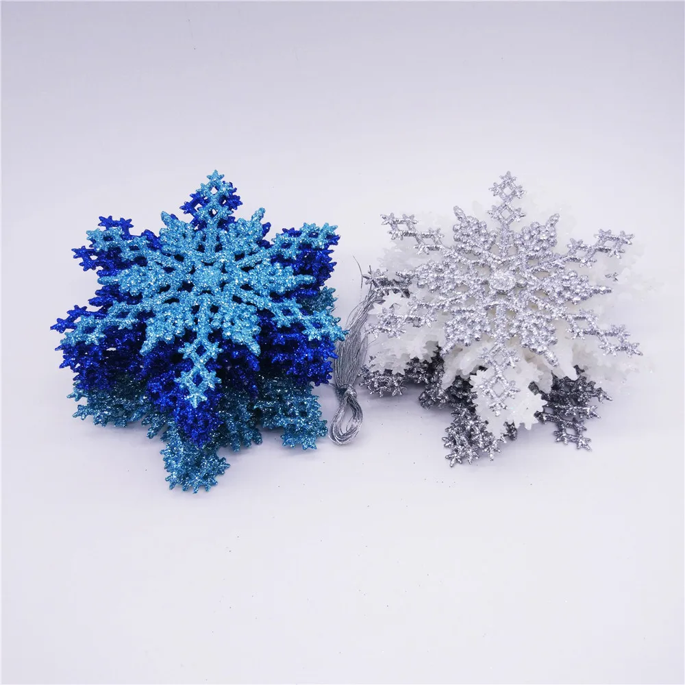 

32pcs/set Sparkly Glitter Snowflake Christmas Ornaments Xmas Tree Hanger Garland Marking Christmas Decorations For Frozen Party