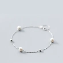 La MaxZa 925 стерлингового серебра Круглая Белая жемчужина серебряные бусины Простой Привлекательный браслеты для женщин аксессуары для девочек модные ювелирные изделия