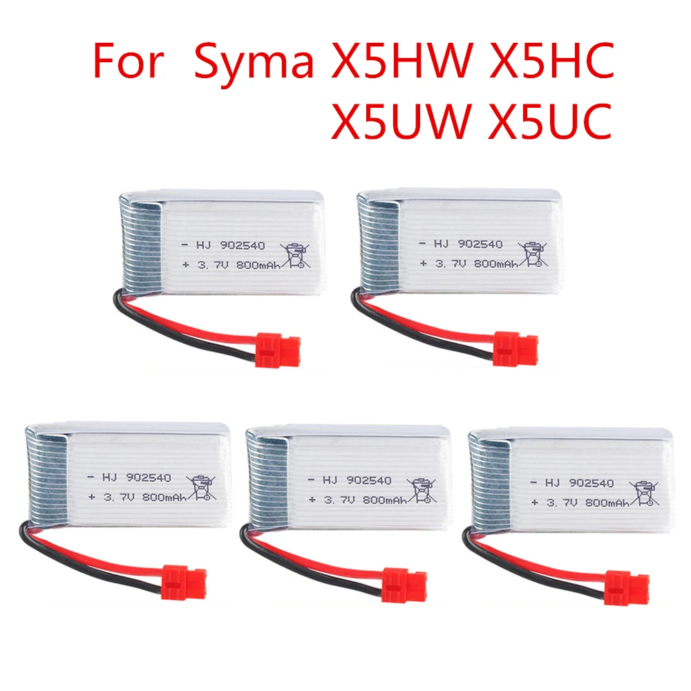 

5pcs/set 3.7V 800mah Battery For Syma X5HW X5HC X5UW X5UC RC Quadcopter Spare Parts 3.7 V Battery RC Camera Drone Accessories