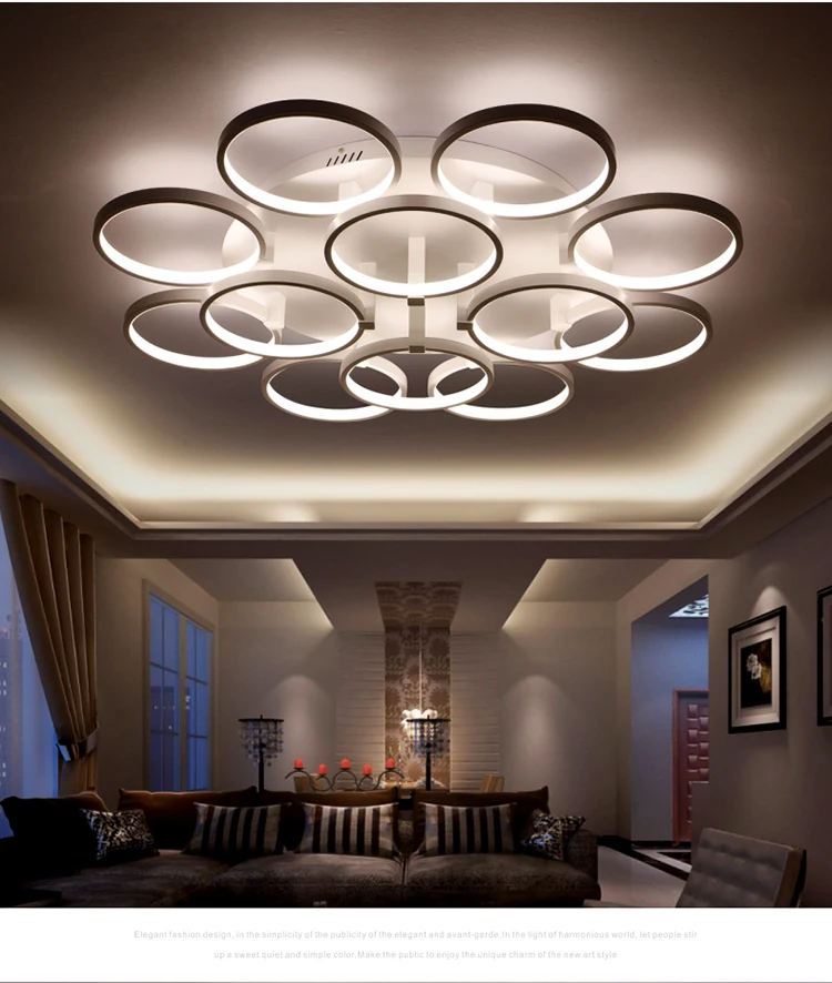 

New Arrival Circle Rings Designer Modern Led Ceiling Lights Lamp For Living Room Bedroom Remote Control Ceiling Lamp Fixtures