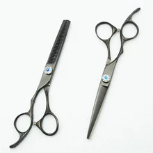 2 шт. левосторонние 6 ''индивидуальные лого черные Профессиональные человеческие волосы Парикмахерские ножницы резка ножницы+ истончение C8002