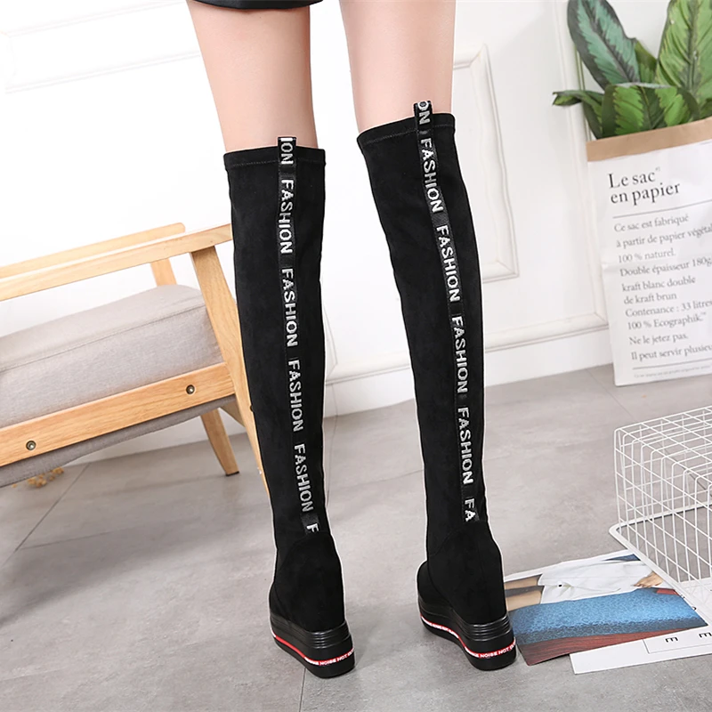 

Within increased thick bottom womens boots 2019 new super high-heel long boots over the knee boots Korean wedge high tube boots