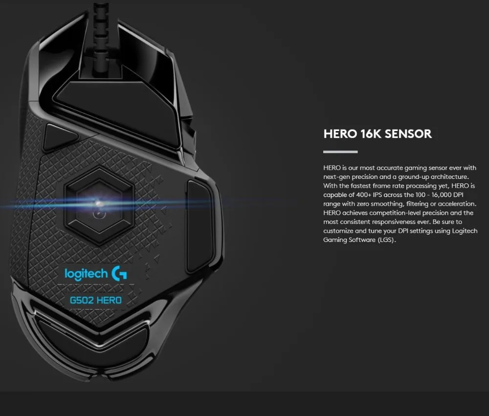 Logitech(G) G502 Hero master game mouse полная линия обновления Hero engine 16000 точек/дюйм RGB glare G502 RGB обновление